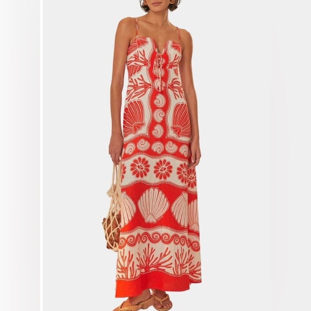 Farm Rio Size Medium Red and White Dress